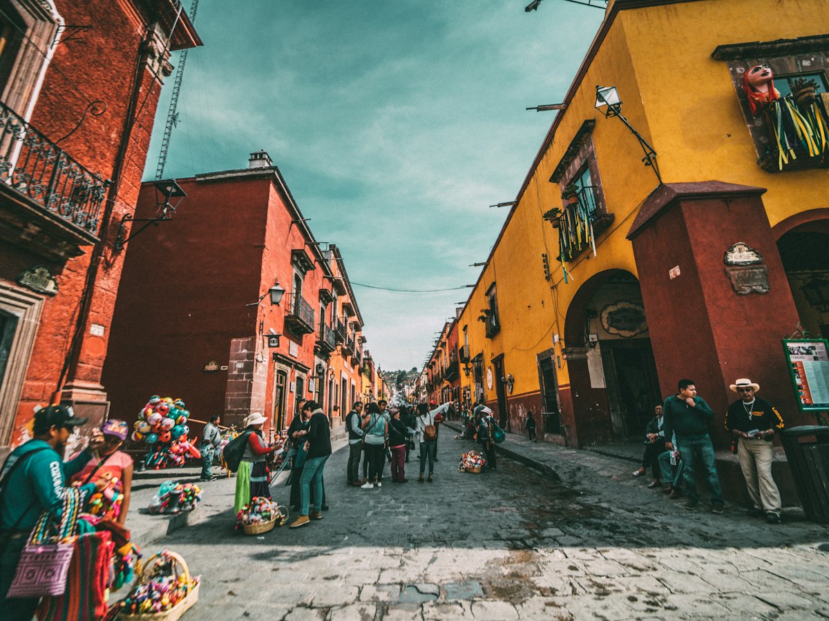 Colorful colonial street in Mexico